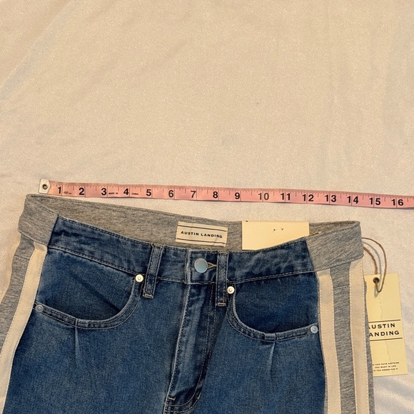 Austin Landing Women Blue Denim and Gray Sweats Flare Jeans NWT - Picture 7 of 12